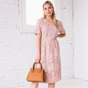 Roolee Pink Lace Midi Dress (medium)